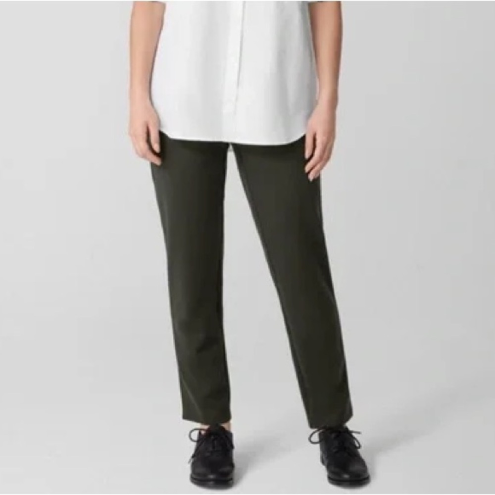 Eileen Fisher Olive Green Tencel Blend Slim Ankle Pull On Pants